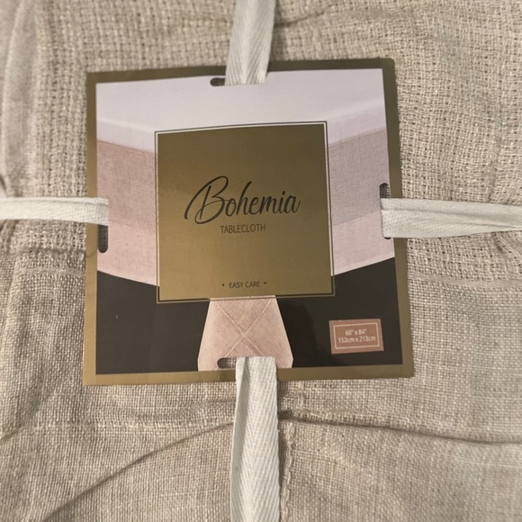 Bohemia Textured Tablecloth 60”x84” – Neutral Beige, Cotton Blend - Picture 2 of 10